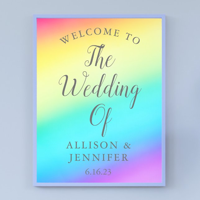 Pretty Rainbow Fade Personalised Wedding Welcome Poster (Creator Uploaded)