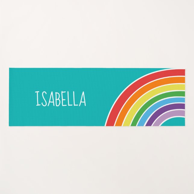 Pretty Rainbow Girls Personalised Yoga Mat (Front (Horizontal))