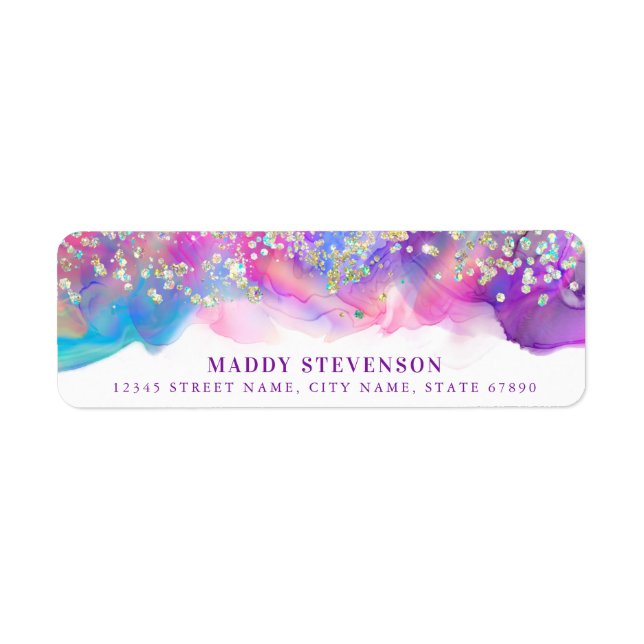 Pretty Rainbow Glitter Return Address Labels (Front)