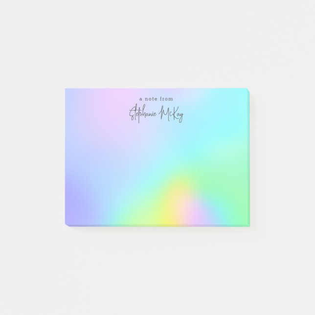 Pretty rainbow gradient personalised post-it notes (Front)