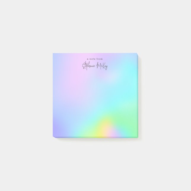 Pretty rainbow gradient personalised post-it notes (Front)