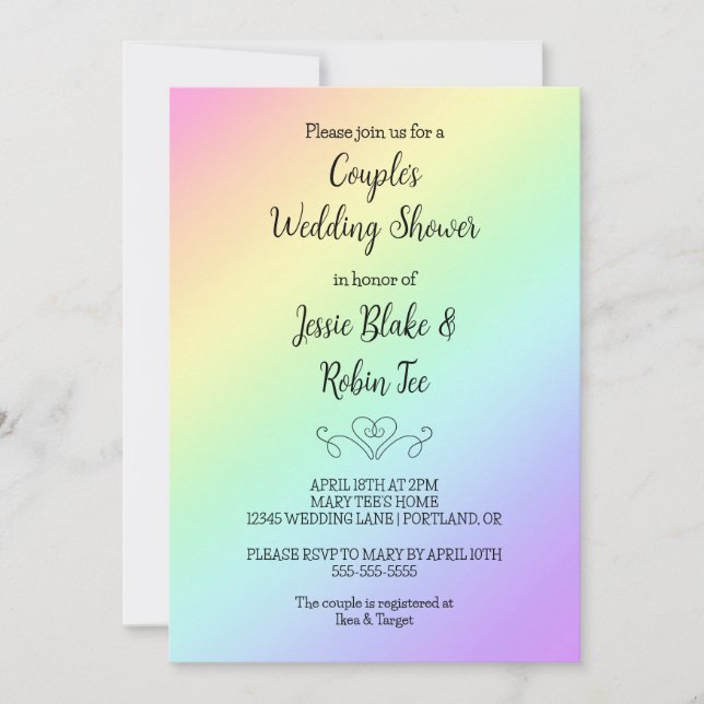 Pretty Rainbow Gradient Wedding Shower Invitation (Front)