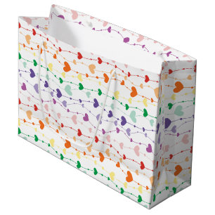Pretty Rainbow Hearts Pattern Kids Large Gift Bag
