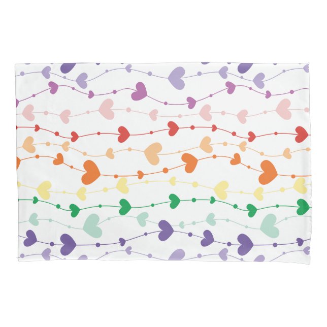 Pretty Rainbow Hearts Pattern Kids Pillowcase (Front)
