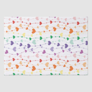 Pretty Rainbow Hearts Pattern Kids Tissue Paper