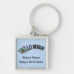 Pretty Rainbow Hello World Key Ring