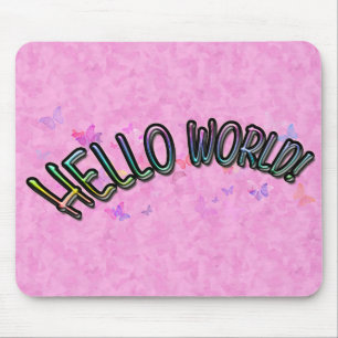 Pretty Rainbow Hello World Mouse Mat
