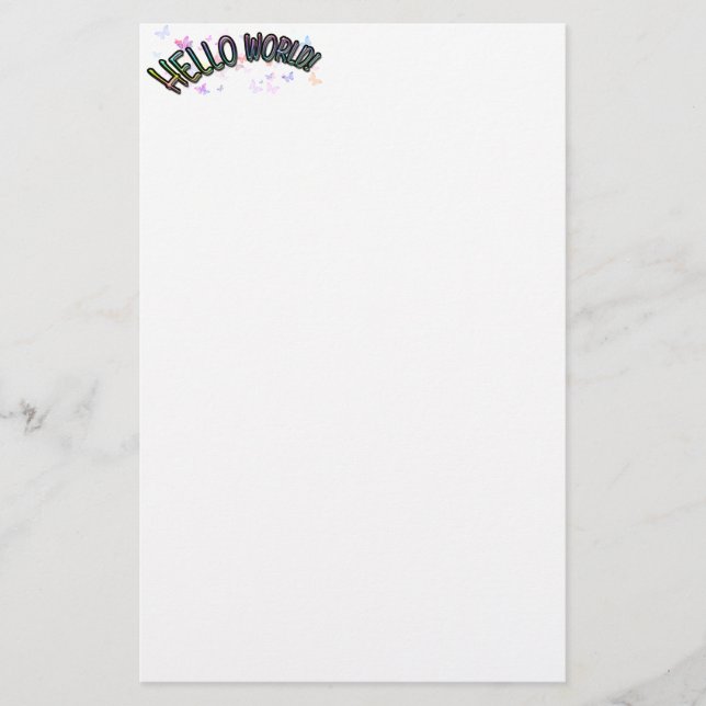 Pretty Rainbow Hello World Stationery (Front)