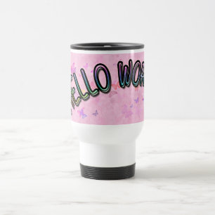 Pretty Rainbow Hello World Travel Mug
