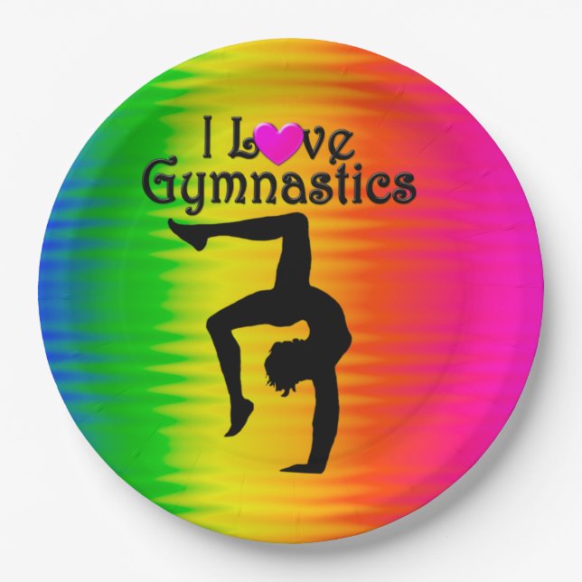 PRETTY RAINBOW I LOVED GYMNASTICS PAPER PLATES (Front)