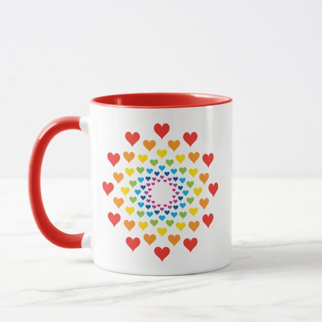 Pretty rainbow of Hearts Mug (Left)