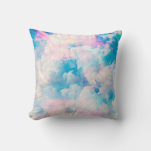 Pretty Rainbow Pastel Clouds Aesthetic design Cushion