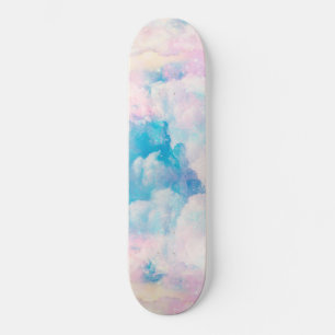 Pretty Rainbow Pastel Clouds Aesthetic design Skateboard