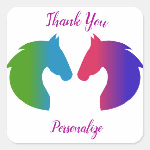 Pretty Rainbow Pastel Horse Custom Made Square Sticker