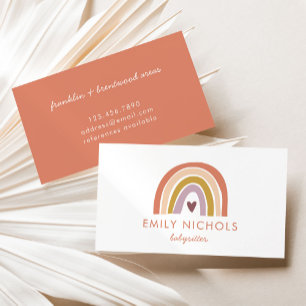 Pretty Rainbow Peach Lavender Boho Babysitter Business Card