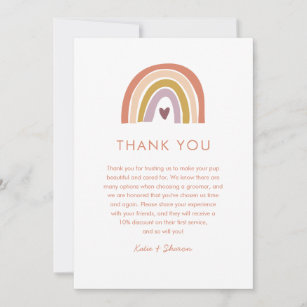 Pretty Rainbow Peach Lavender Boho Babysitter Thank You Card