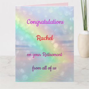 Pretty Rainbow Personalised Retirement Card