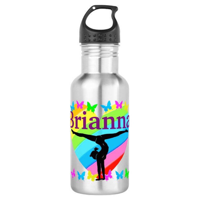 PRETTY RAINBOW PERSONALIZE GYMNASTICS WATER BOTTLE (Front)