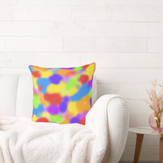 Pretty Rainbow Splodges Abstract Design - Cushion