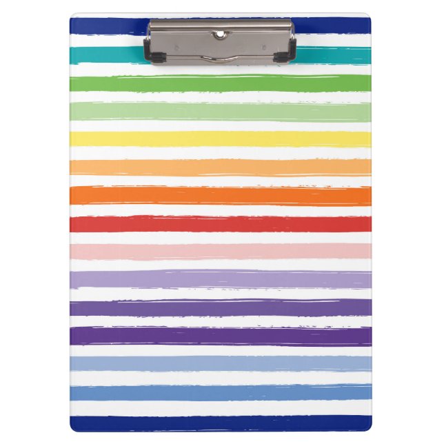 Pretty Rainbow Stripe Pattern School or Office Clipboard (Front)