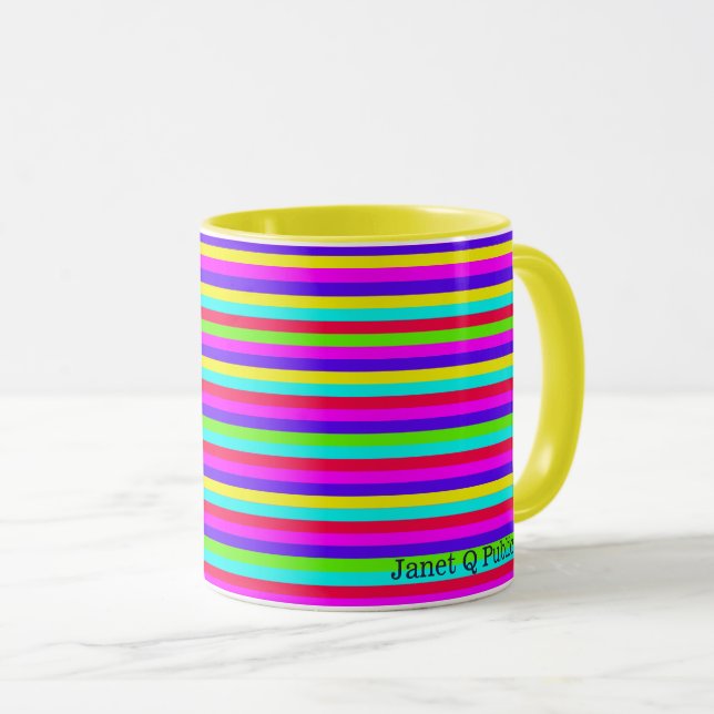 Pretty Rainbow Stripe w/ Name Mug (Front Right)