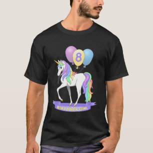 Pretty Rainbow Unicorn 8Th Birthday Girl T-Shirt