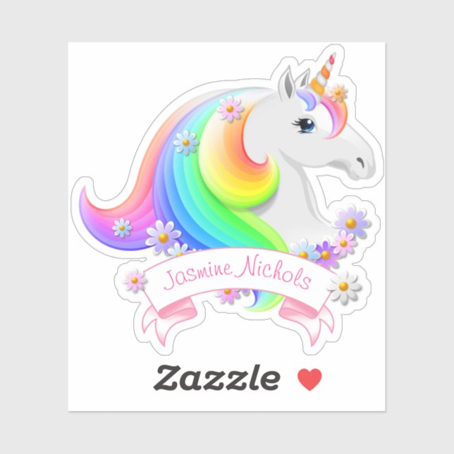 Pretty Rainbow Unicorn Princess with Flowers (Sheet)