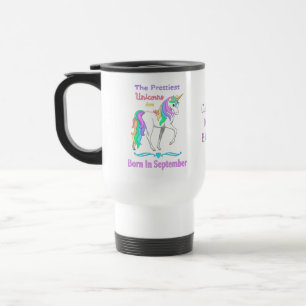 Pretty Rainbow Unicorns Born In September Travel Mug
