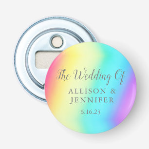 Pretty Rainbow Wedding Favour Personalised Bottle Opener