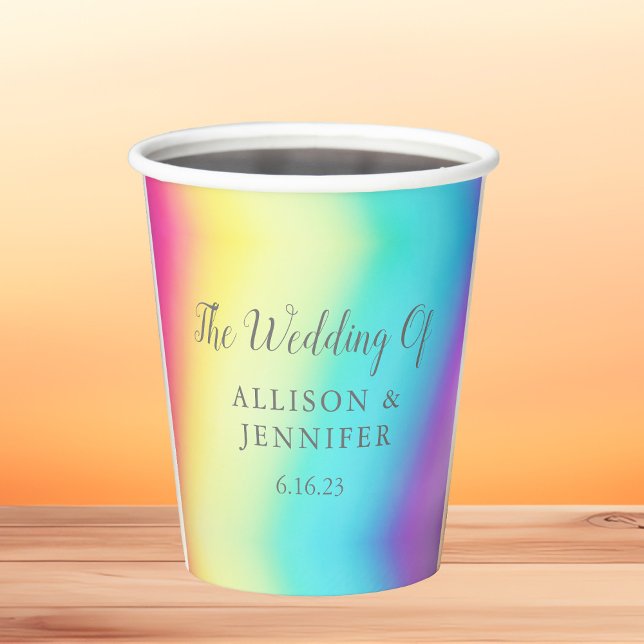 Pretty Rainbow Wedding Personalised Paper Cups (Creator Uploaded)
