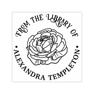Pretty Ranunculus Flower Library Book Name Self-inking Stamp
