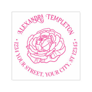 Pretty Ranunculus Flower Name Return Address Self-inking Stamp