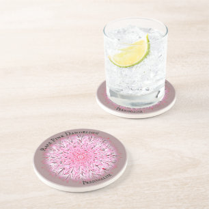 Pretty Rare Pink Dandelion Flower Boho Coaster