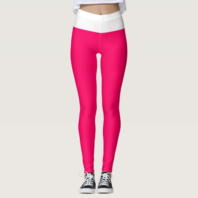 Pretty Raspberry and White Leggings (Front)