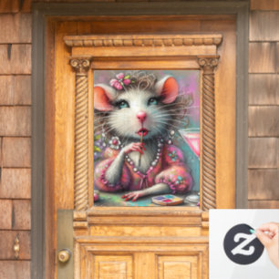 Pretty Rat Lady Having a Martini Contemplating Window Cling