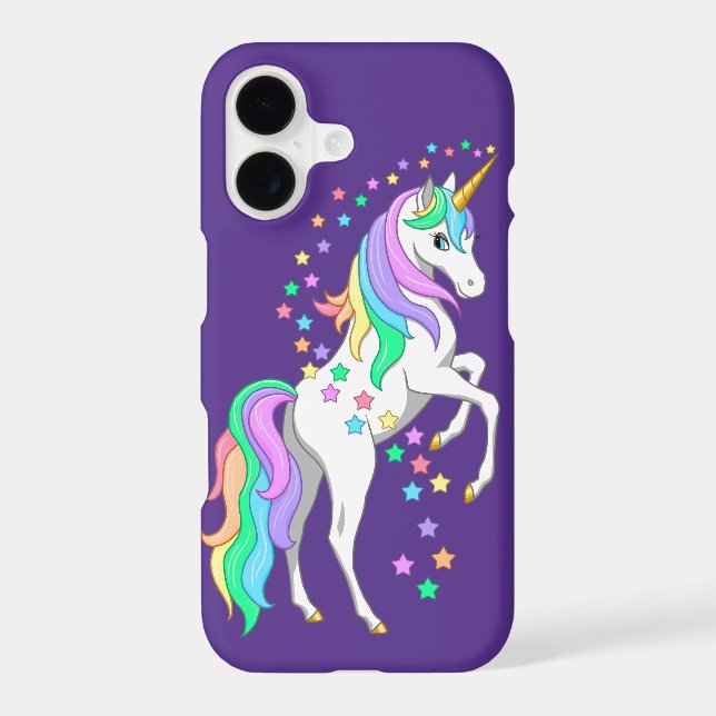 Pretty Rearing Rainbow Unicorn Falling Stars (Back)