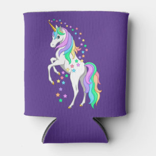 Pretty Rearing Rainbow Unicorn Falling Stars Can Cooler