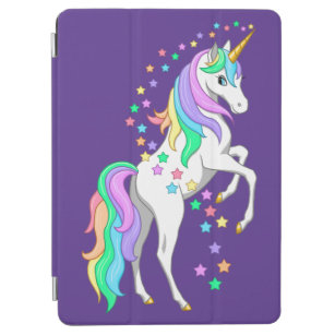 Pretty Rearing Rainbow Unicorn Falling Stars iPad Air Cover