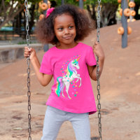 Pretty Rearing Rainbow Unicorn Falling Stars