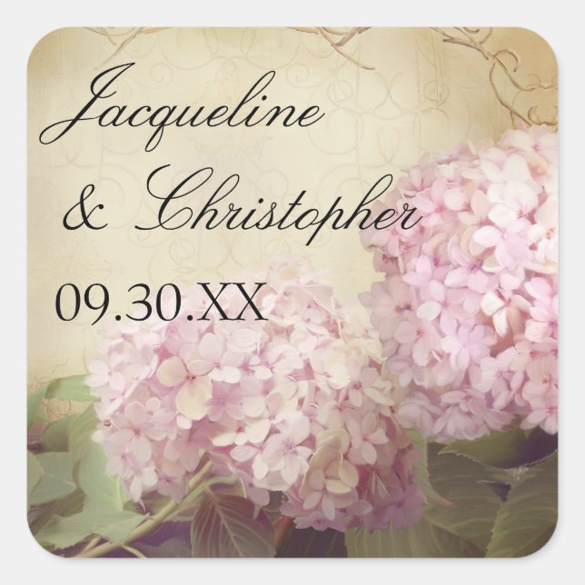 Pretty Reception Favour Seals Blush Pink Hydrangea (Front)