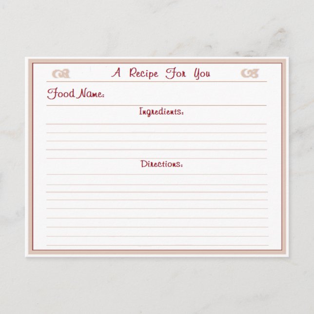Pretty Recipe Postcard (Front)