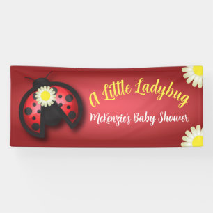 Pretty Red and Black Ladybug Daisies Baby Shower Banner