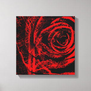 Pretty Red and Black Rose Design Canvas Print