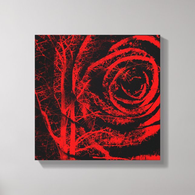 Pretty Red and Black Rose Design Canvas Print (Front)