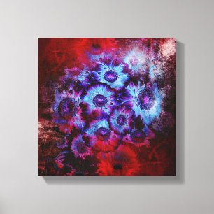 Pretty Red and Blue Floral Abstract Canvas Print