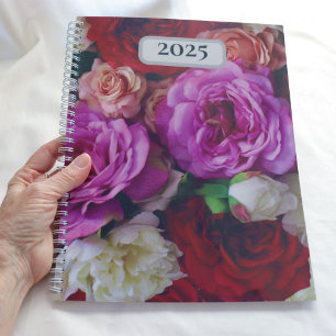 Pretty Red and Pink Roses Custom Year Floral Planner