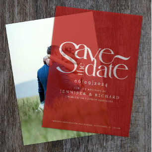 Pretty Red And White Save The Date Wedding Script Vellum Invitations