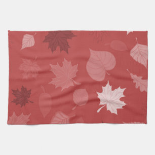 Pretty Red Autumn Leaves Tea Towel