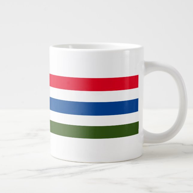 Pretty Red Blue Green Stripe on White Background  Large Coffee Mug (Right)