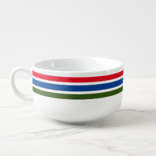 Pretty Red Blue Green Stripe on White Background   Soup Mug